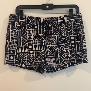 J. Crew Navy Geometric Pattern Shorts. Size 4